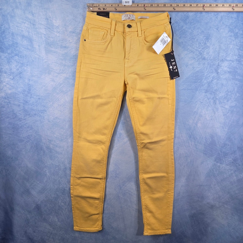 Jen7 by 7 For All Mankind Ankle Skinny Jeans Yellow Size 2 JS522187 SNOW